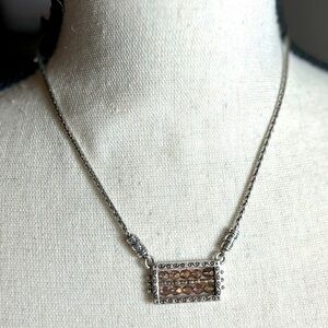 Brighton Bedazzled Purple Beaded Necklace Pendant Crystals Silver Plated